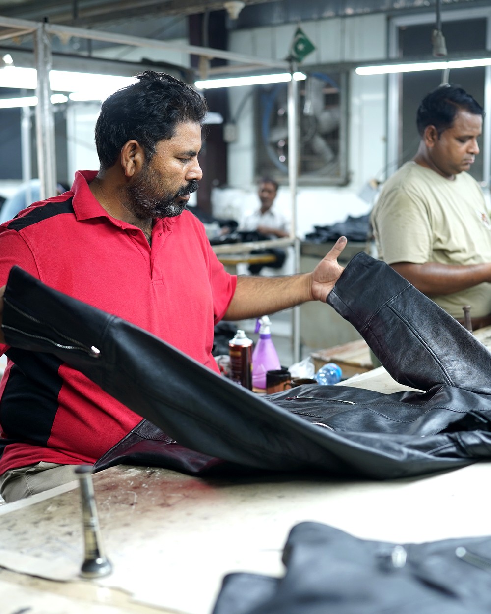 Quality control station at Pakistan Tannery